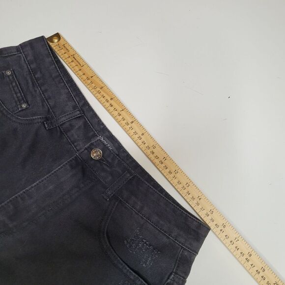 8 NASTY GAL DENIM BLACK CUT OFF HIGH RISE FESTIVAL SHORTS LIKE NEW - Picture 4 of 13